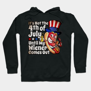 Mens Funny 4th of July Hot Dog Wiener Comes Out Adult Humor Gift Hoodie